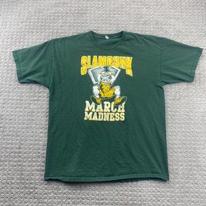 Slam Dunk March Madness Shirt Men Extra Large XL Green Basketball T-Shirt Y2K
